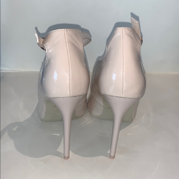 Pointy Nude Patent Ankle Strap Heels - Picture 6 of 9